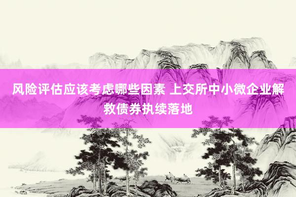 风险评估应该考虑哪些因素 上交所中小微企业解救债券执续落地