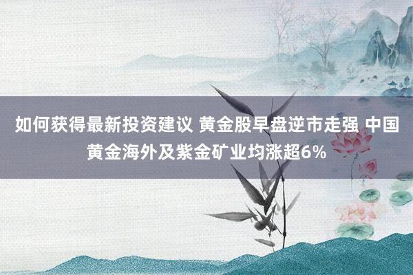 如何获得最新投资建议 黄金股早盘逆市走强 中国黄金海外及紫金矿业均涨超6%