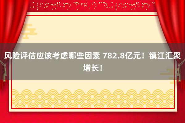 风险评估应该考虑哪些因素 782.8亿元！镇江汇聚增长！