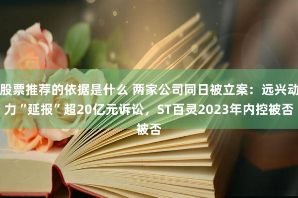 股票推荐的依据是什么 两家公司同日被立案：远兴动力“延报”超20亿元诉讼，ST百灵2023年内控被否