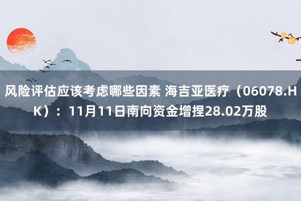 风险评估应该考虑哪些因素 海吉亚医疗（06078.HK）：11月11日南向资金增捏28.02万股