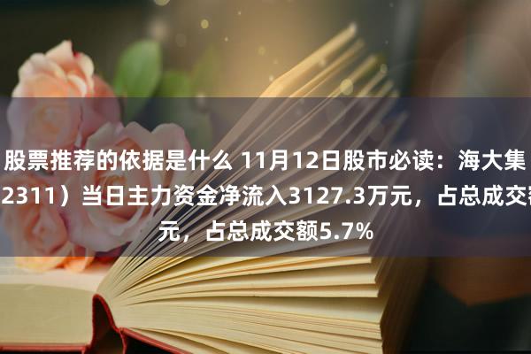 股票推荐的依据是什么 11月12日股市必读：海大集团（002311）当日主力资金净流入3127.3万元，占总成交额5.7%