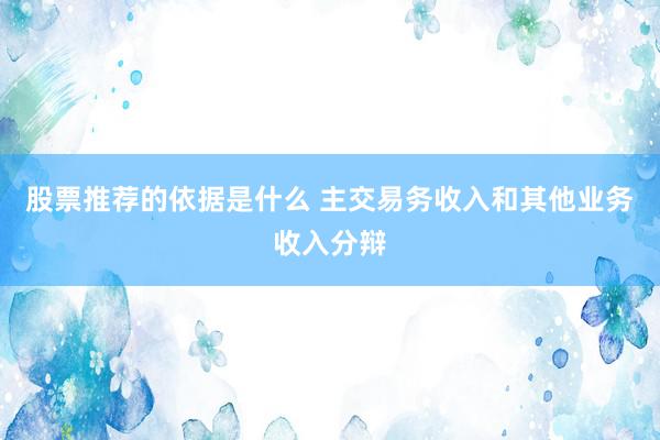 股票推荐的依据是什么 主交易务收入和其他业务收入分辩