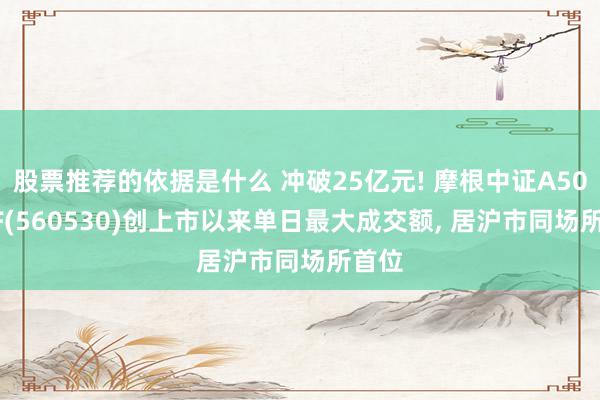 股票推荐的依据是什么 冲破25亿元! 摩根中证A500ETF(560530)创上市以来单日最大成交额, 居沪市同场所首位