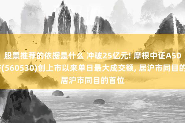 股票推荐的依据是什么 冲破25亿元! 摩根中证A500ETF(560530)创上市以来单日最大成交额, 居沪市同目的首位