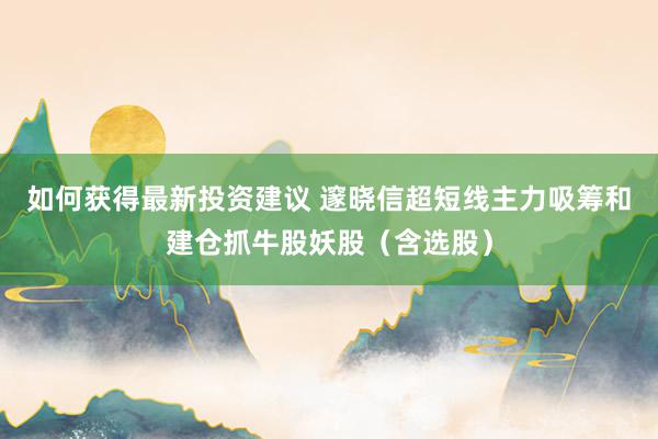 如何获得最新投资建议 邃晓信超短线主力吸筹和建仓抓牛股妖股（含选股）