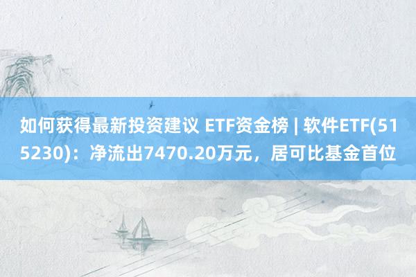 如何获得最新投资建议 ETF资金榜 | 软件ETF(515230)：净流出7470.20万元，居可比基金首位