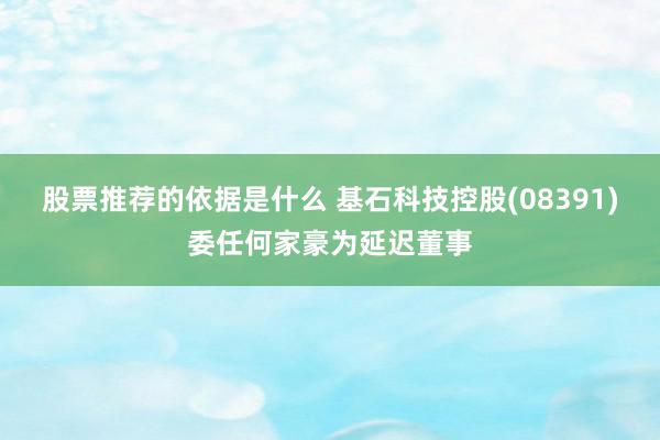 股票推荐的依据是什么 基石科技控股(08391)委任何家豪为延迟董事