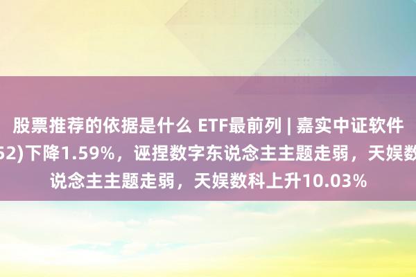 股票推荐的依据是什么 ETF最前列 | 嘉实中证软件奇迹ETF(159852)下降1.59%，诬捏数字东说念主主题走弱，天娱数科上升10.03%