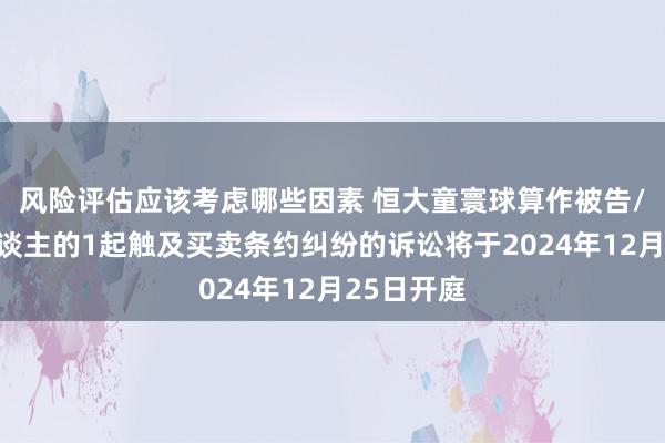 风险评估应该考虑哪些因素 恒大童寰球算作被告/被上诉东谈主的1起触及买卖条约纠纷的诉讼将于2024年12月25日开庭