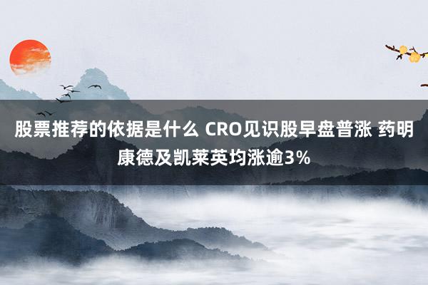 股票推荐的依据是什么 CRO见识股早盘普涨 药明康德及凯莱英均涨逾3%