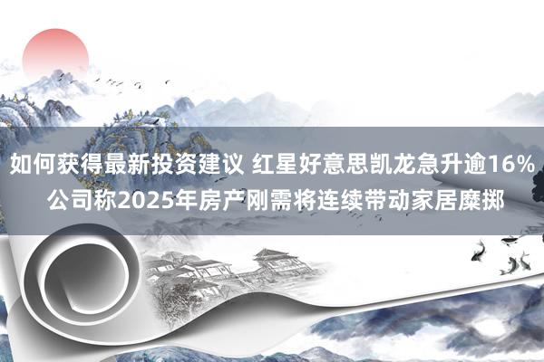 如何获得最新投资建议 红星好意思凯龙急升逾16% 公司称2025年房产刚需将连续带动家居糜掷