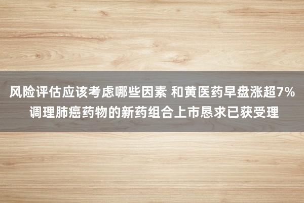 风险评估应该考虑哪些因素 和黄医药早盘涨超7% 调理肺癌药物的新药组合上市恳求已获受理