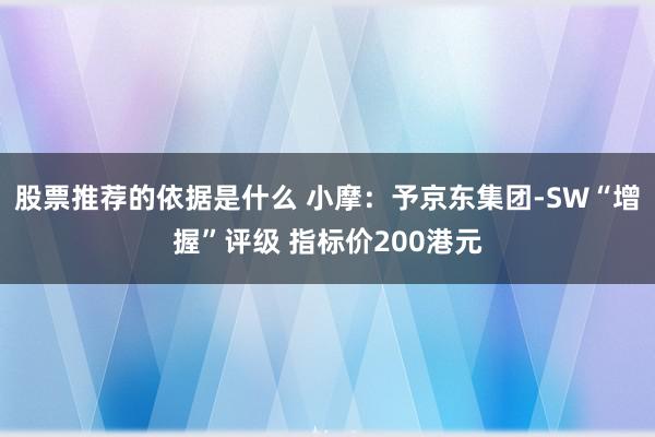 股票推荐的依据是什么 小摩：予京东集团-SW“增握”评级 指标价200港元