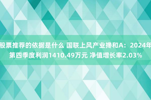 股票推荐的依据是什么 国联上风产业搀和A：2024年第四季度利润1410.49万元 净值增长率2.03%