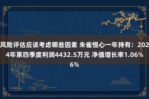 风险评估应该考虑哪些因素 朱雀恒心一年持有：2024年第四季度利润4432.5万元 净值增长率1.06%