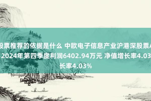 股票推荐的依据是什么 中欧电子信息产业沪港深股票A：2024年第四季度利润6402.94万元 净值增长率4.03%