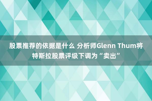 股票推荐的依据是什么 分析师Glenn Thum将特斯拉股票评级下调为“卖出”