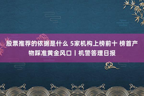 股票推荐的依据是什么 5家机构上榜前十 榜首产物踩准黄金风口丨机警答理日报