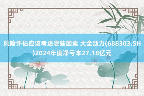 风险评估应该考虑哪些因素 大全动力(688303.SH)2024年度净亏本27.18亿元