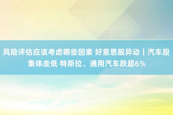 风险评估应该考虑哪些因素 好意思股异动｜汽车股集体走低 特斯拉、通用汽车跌超6%