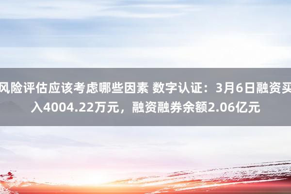 风险评估应该考虑哪些因素 数字认证：3月6日融资买入4004.22万元，融资融券余额2.06亿元