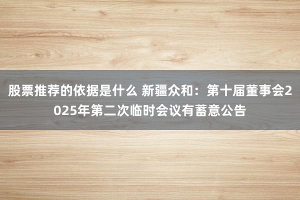 股票推荐的依据是什么 新疆众和：第十届董事会2025年第二次临时会议有蓄意公告