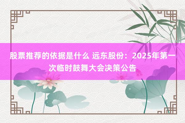 股票推荐的依据是什么 远东股份：2025年第一次临时鼓舞大会决策公告